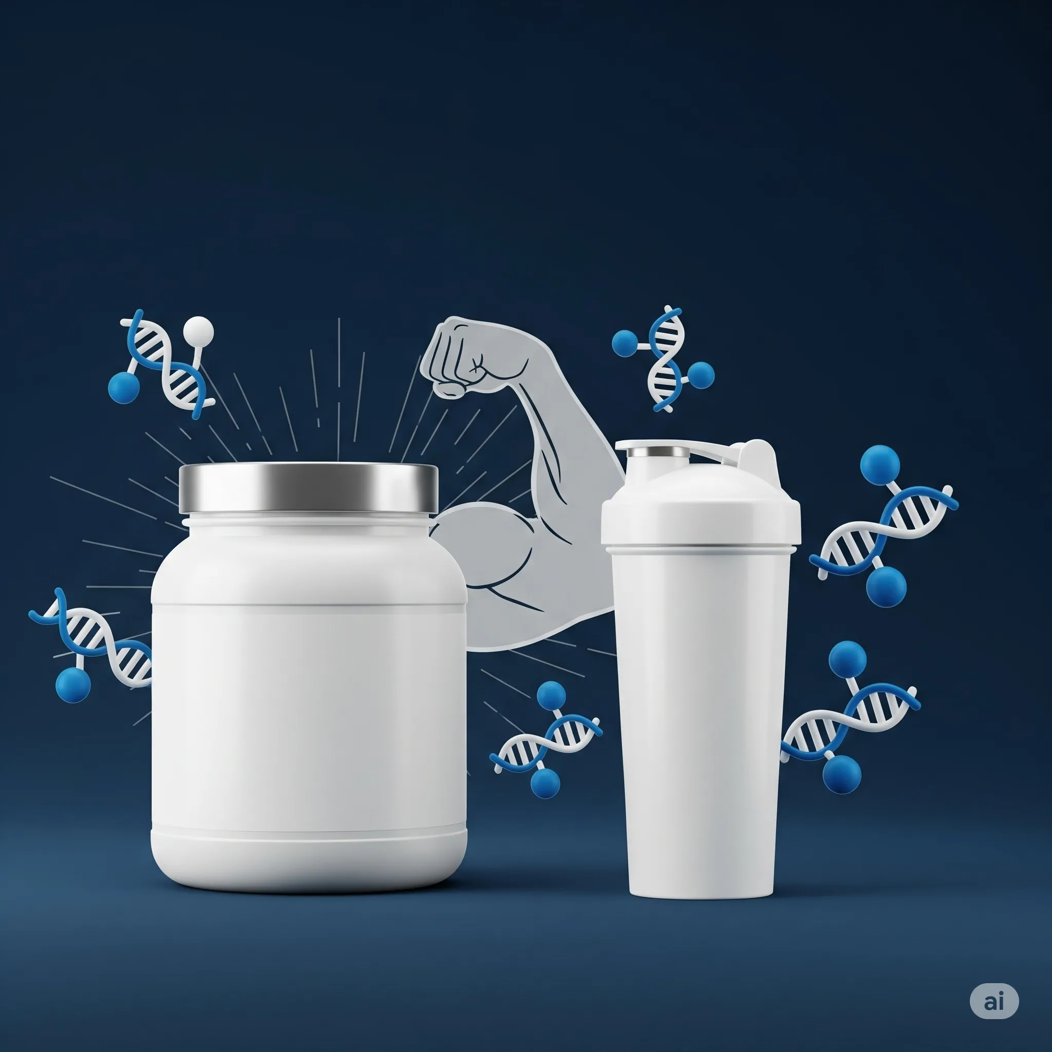 Homem preparando whey protein representando síntese proteica e ganhos musculares